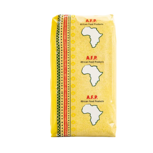 Yellow package with A.F.P. branding and African map design on a white background