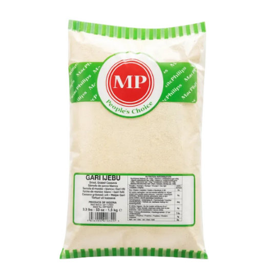 Package of Gari Ijebu with MP brand logo on a white background