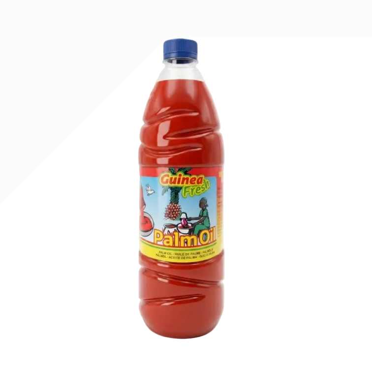 Bottle of Guinea Fresh Palm Oil on a white background